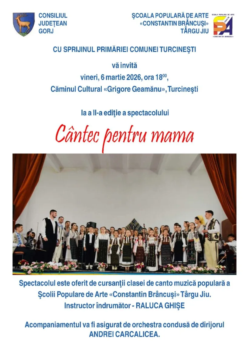 „Cântec pentru mama”, ediția a II-a în Comuna Turcinești, Gorj
