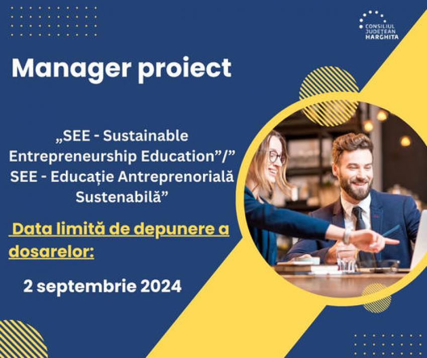 CJ Harghita caută Manager de proiect pentru accesare Program Interreg Europe