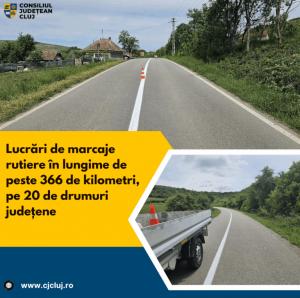Lucrări de marcaje rutiere pe 20 de drumuri județene &icirc;n Cluj