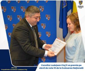 CJ Cluj va premia elevii care au obţinut media 10 la Evaluarea Naţională &icirc;n 2025