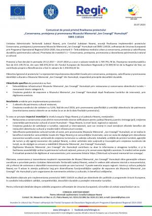 Lucrările la Muzeul Memorial &bdquo;Ion Creangă&rdquo;, finalizate